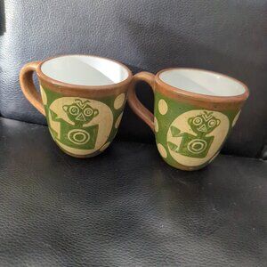 Two Vintage Hand-Painted Ceramic Mugs #IK